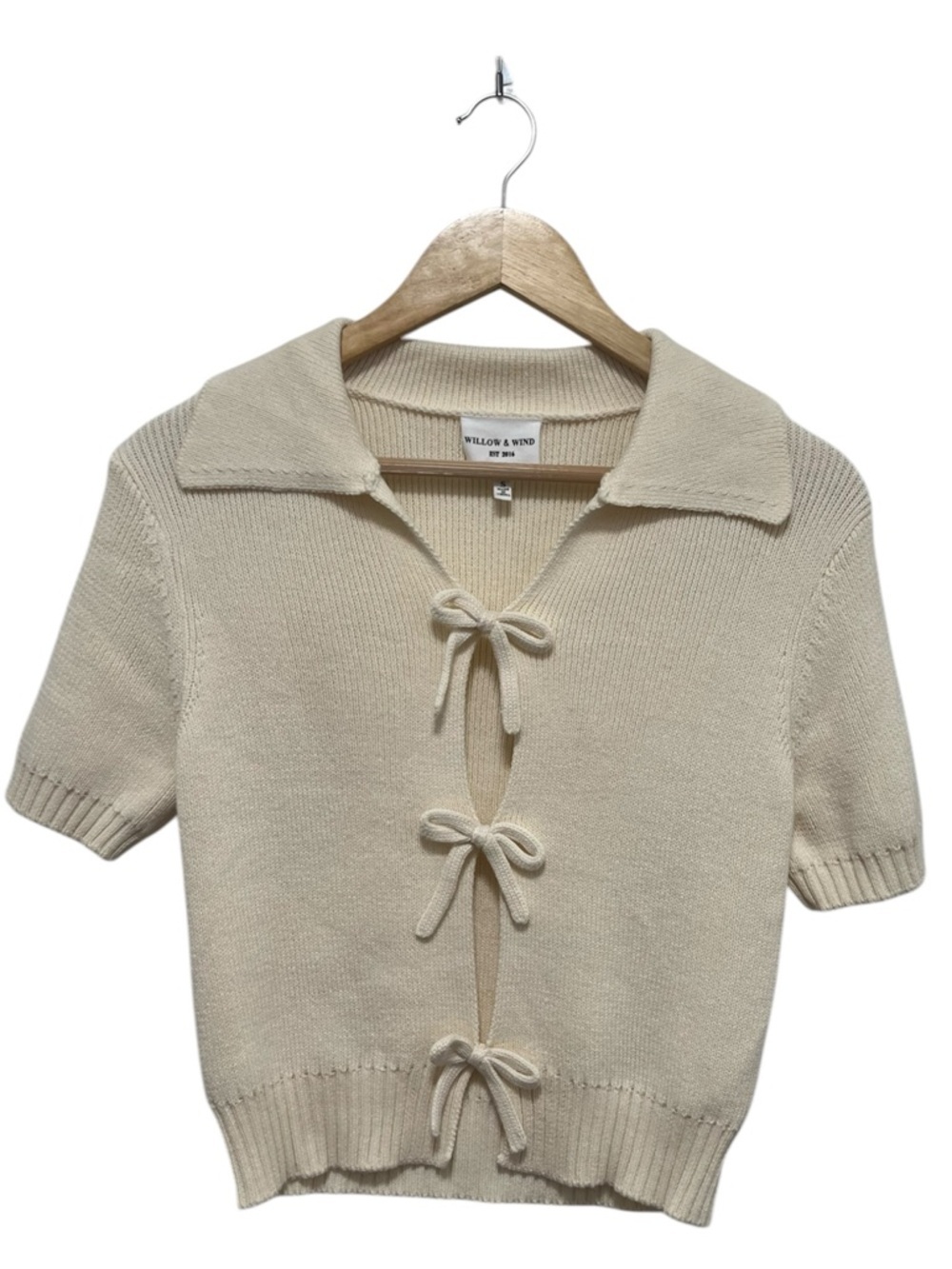 WILLOW & WIND 100% Cotton Butter Yellow Short Sleeve Cardigan Size Small NWOT